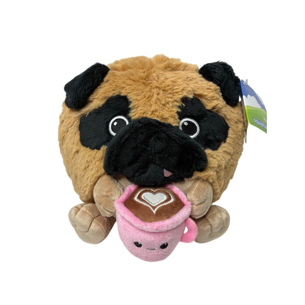 Squishable Mini Pug Holding A Mug Plush Toy Stuffed Animal 7" Cuddly Soft